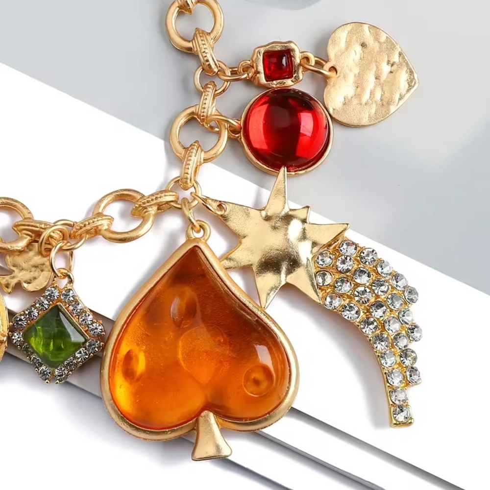 Gold Bracelet with Multicolor Charms - Picture 4 of 7